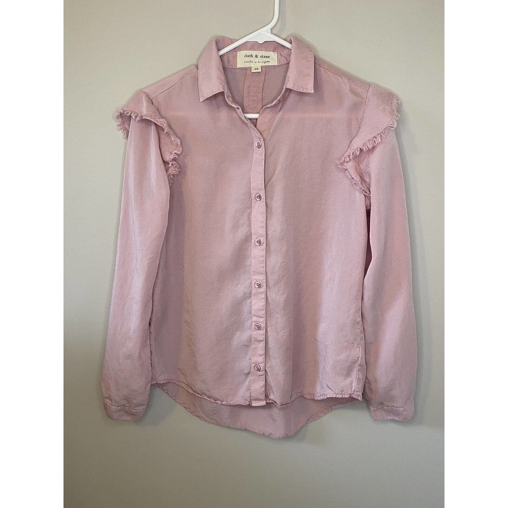 Cloth & Stone‎ Pink Ruffle Sleeve Button Up Shirt